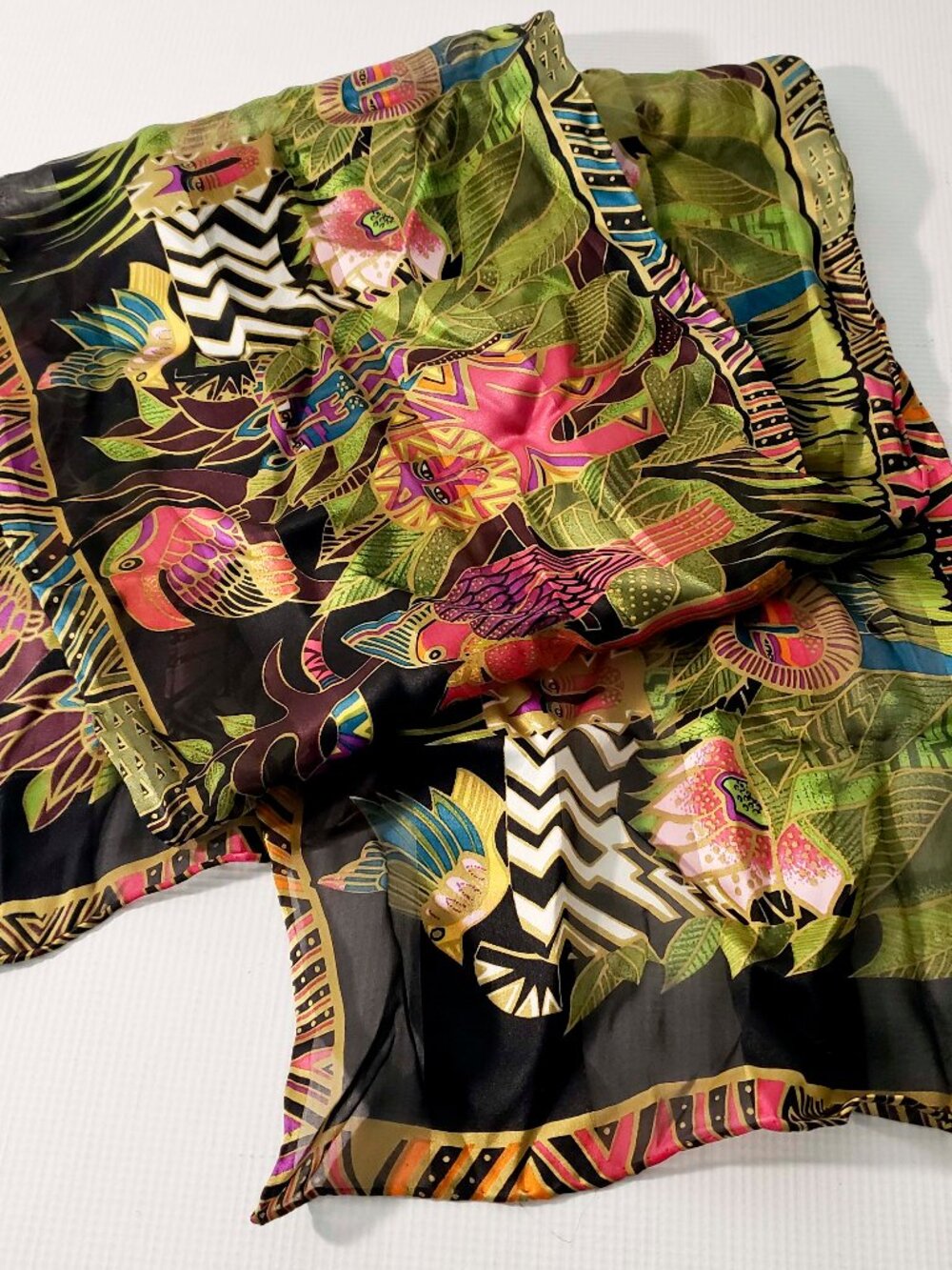 Laurel Burch Long Tropical Jungle Themed Scarf